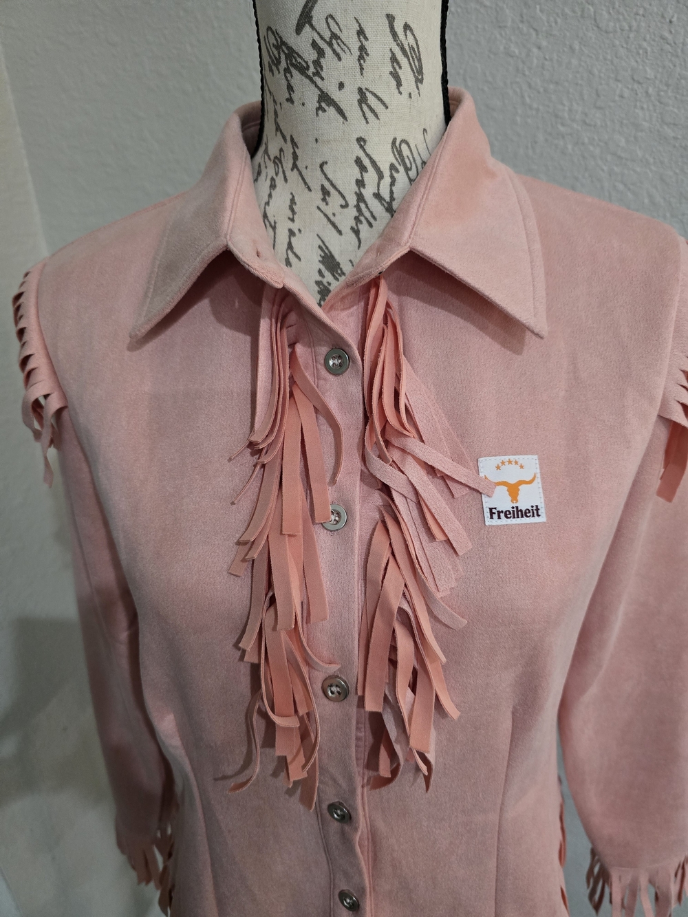 Pink Fringe Button-Up Shirt - Picture 7 of 8